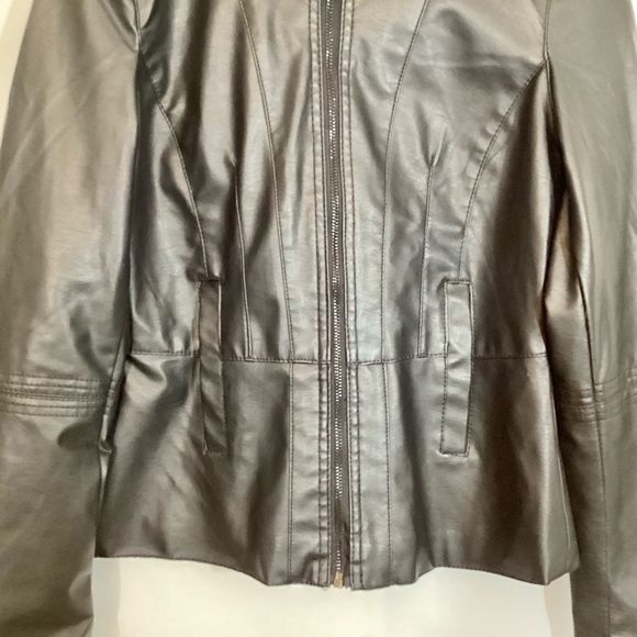 USA Leather Company Black Womens Sz M PU Leather Full Zip Jacket Moto Biker - Picture 5 of 11